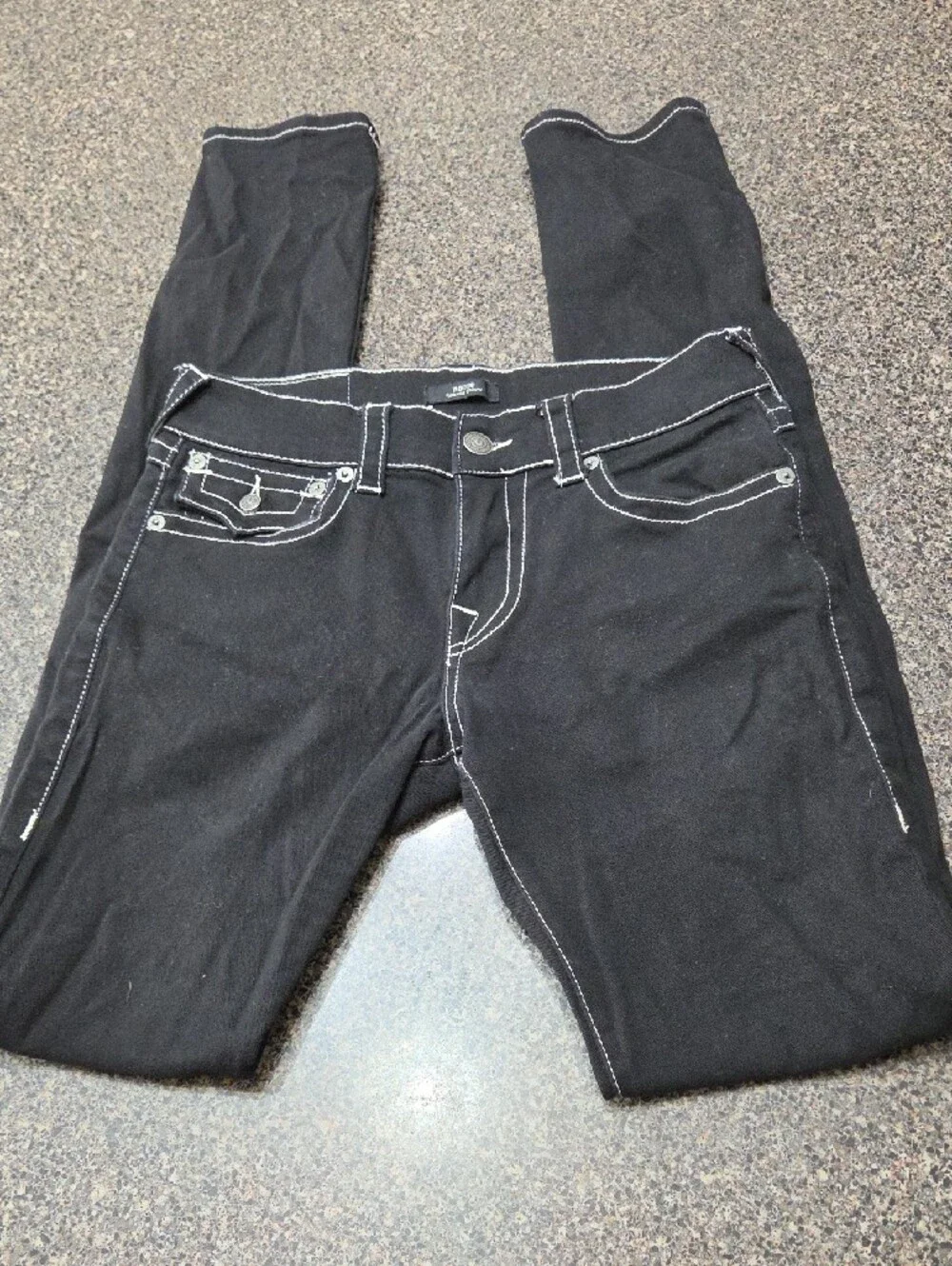 True Religion Black Skinny Jeans with Contrast Stitching
